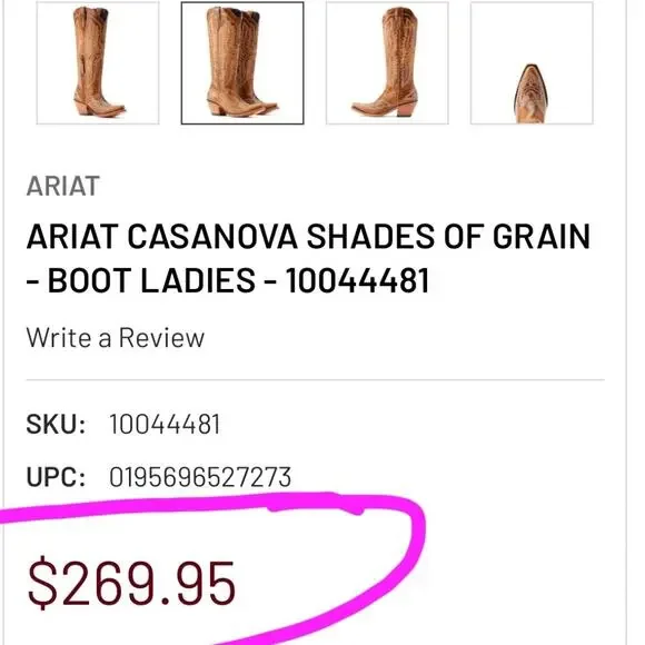 ARIAT Women’s CASANOVA SHADES OF GRAIN Snip Toe Tall Western/Cowboy BOOTS | NEW - Picture 3 of 16